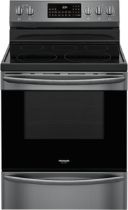 Frigidaire Gallery 30" Free Standing Smooth Top Electric Range Self Clean Air Fry - Black Stainless - GCRE306CAD