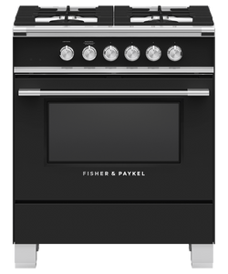 Fisher & Paykel 30" 4 Burner Classic Gas Range - Black - OR30SCG4B1
