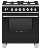 Fisher & Paykel 30" 4 Burner Classic Dual Fuel Range - Black - OR30SCG6B1