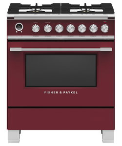 Fisher & Paykel 30" 4 Burner Classic Dual Fuel Range - Red - OR30SCG6R1