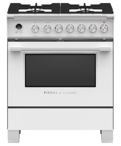 Fisher & Paykel 30" 4 Burner Classic Dual Fuel Range - White - OR30SCG6W1