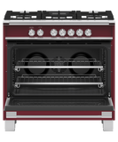 Fisher & Paykel 36" 5 Burner Classic Gas Range - Red - OR36SCG4R1