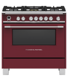 Fisher & Paykel 36" 5 Burner Classic Dual Fuel Range - Red - OR36SCG6R1