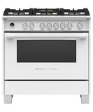 Fisher & Paykel 36" 5 Burner Classic Dual Fuel Range - White - OR36SCG6W1