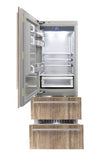 Fhiaba INTERGRATED 30" Built-In Quad Door Fridge Bottom Compressor Left Swing - Custom Panel - FI30BDI-LOT