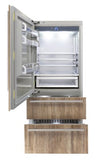 Fhiaba INTERGRATED 36" Built-In Quad Door Fridge Bottom Compressor Left Swing - Custom Panel - FI36BDI-LOT