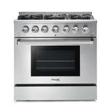 Thor 36" Professional Stainless Steel Gas Range - Stainless - HRG3618U